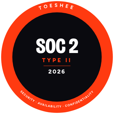 Toeshee SOC 2 Type II, 2026 — security, availability, confidentiality