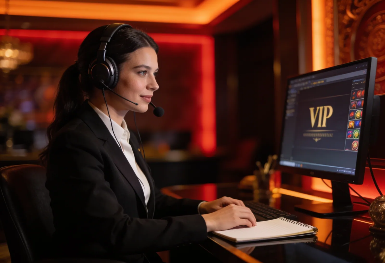 A dedicated VIP concierge support host providing white-glove service in a premium setting